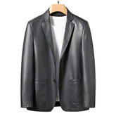 Spring men's leather coat in business style